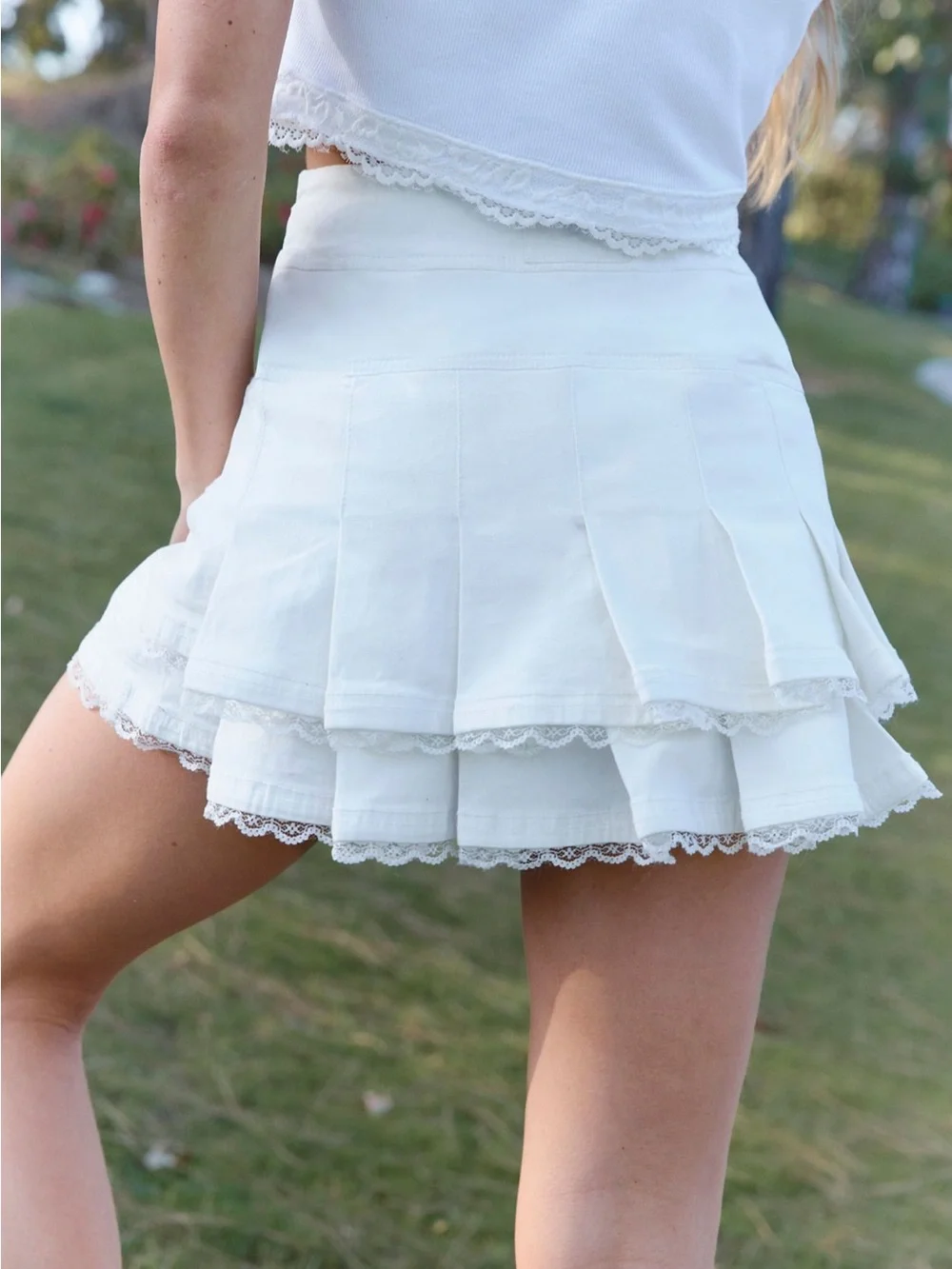 Free People putting perfect golf skirt White Lace-Trim